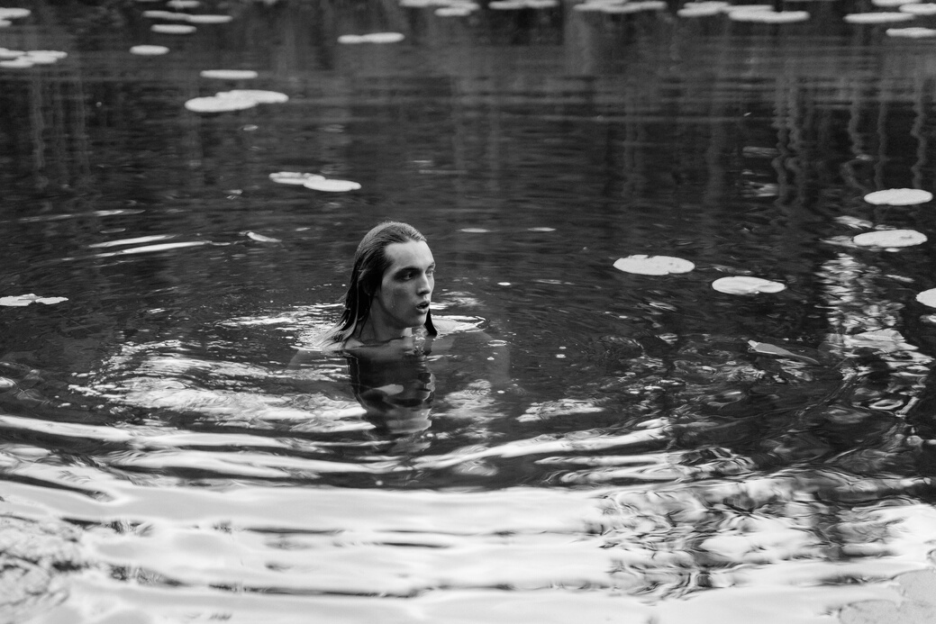 A Person Swimming in the Lake